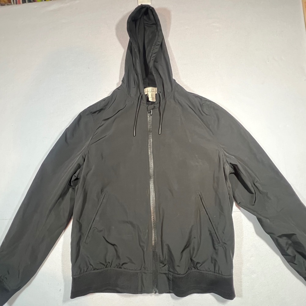 L.O.G.G. H&M Mens Black Hooded Windbreaker Full Zip Mesh Lined Jacket Large